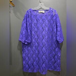 Vtg VICTORIA'S SECRET Lace Top Shirt PURPLE Lingerie Sheer Gold Label L